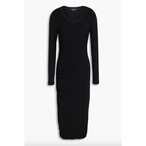 James Perse Black Ruched Jersey Midi Dress – Size 3 (M) $382